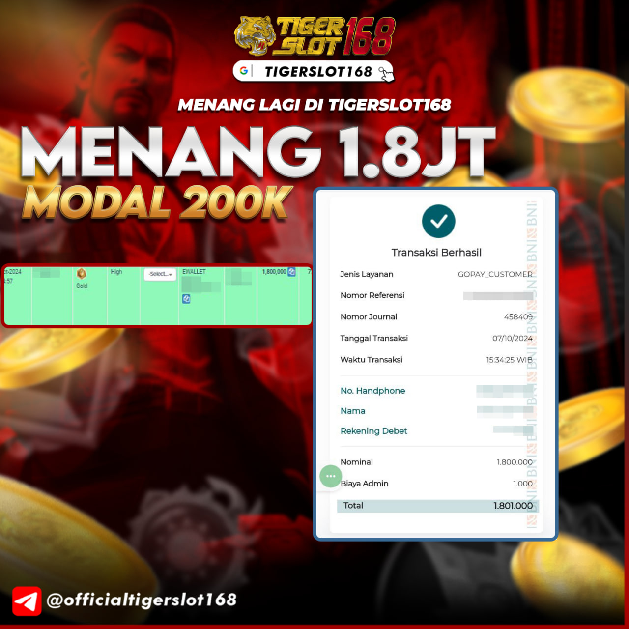 Gambar Update Bukti Kemenangan Tigerslot168 TERBARU